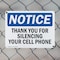 Signmission Thank You For Silencing Cell Phone, 14 in W x Rectangle, Plastic OS-2PACK-NS-P-1014-L-16651 - alternate 3